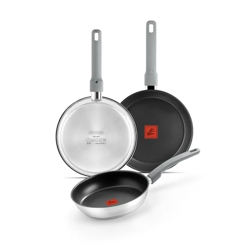 Offerta a tempo: MONIX Elite Non Stick | Set 3 padelle 20-24-26 cm, acciaio inossidabile 18/10, antiaderente A tre strati Senza PFOA, Indicatore di Temperatura TherMonix, Manico ergonomico softouch - 0.00% da 47.60 € a 47.60 €