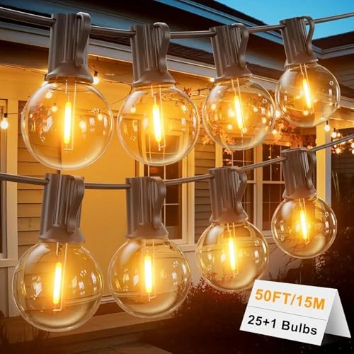 Offre limitée : LONIUTO Guirlande lumineuse extérieure 15M avec 25+2 LED G40 2700K Blanc Chaud IP45 Imperméable pour Jardin, Terrasse et Fêtes de 28.99 € à 28.99 € (0.00% de remise)