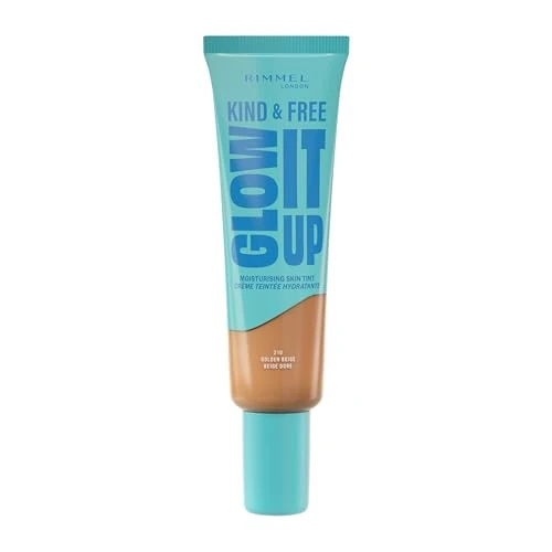 Offre limitée : Rimmel London Kind & Free GLOW IT UP Teint Hydratant, 210 Golden Beige, Apaise les peaux sensibles, Effet bonne mine, Hydratation, toute la journée, 30 ml de 12.55 € à 10.45 € (17% de remise)