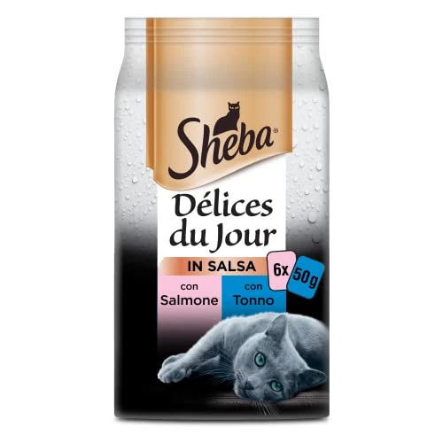 Offerta a tempo: Sheba cibo umido per gatti con salmone, tonno, trota in salsa 6x50g - 27% da 35.39 € a 25.99 €