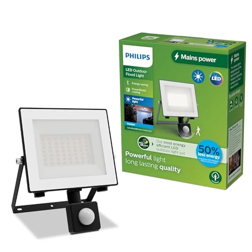 Philips Lois floodlight - UltraEfficient LED - Zwart - 15W - Koel wit licht; 5000K - Bewegingssensor - Verstraler