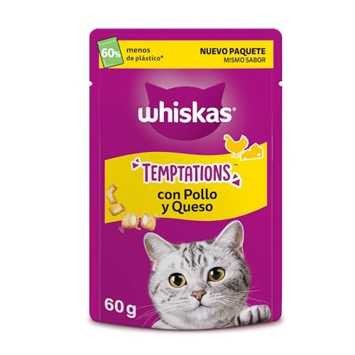 Limited offer: Whiskas Temptations with Chicken and Cheese 60g from 14.94 EUR to 9.54 EUR (save 36%)