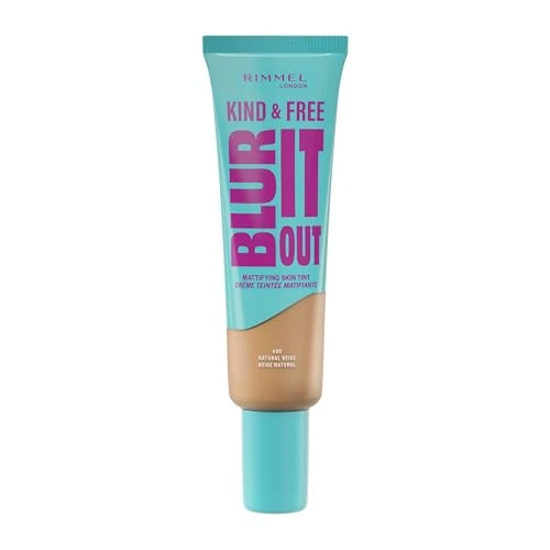 Rimmel London Kind & Free BLUR IT OUT Mattierender Teint, 400 Natural Beige, Ganztägige Glanzkontrolle, Leichtes Matt-Finish, 30 ml