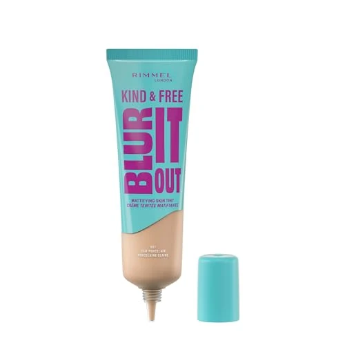 Rimmel London Kind & Free BLUR IT OUT Teint Matifiant,001 Fair Porcelain, Contrôle de la brillance toute la journée, Maquillage léger au fini mat, 30 ml