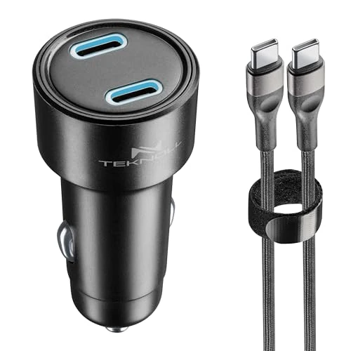 Offerta a tempo: Teknoll - Caricabatterie Rapido 65W - 2 Porte: 1xUSB-C 20W PD + 1xUSB-C 45W PD - Cavo USB-C 1m Incluso - LED Attivo - Ricarica Sicura in Auto - Adatto a Tutti Gli Smartphone, Tablet e Laptop - Nero - 0.00% da 23.98 € a 23.98 €