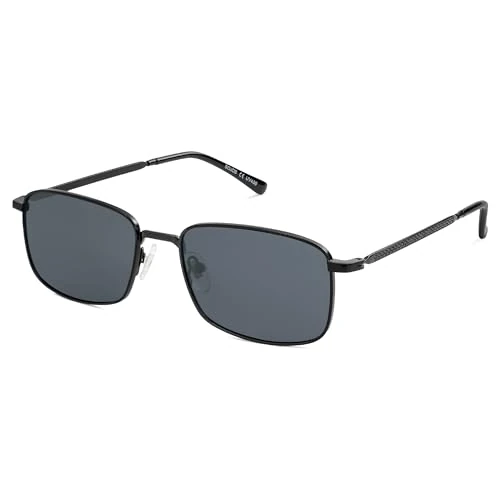 Offre limitee: SOJOS Lunettes de soleil polarisées rétro rectangulaires en métal pour homme et femme, carrées, modernes, classiques, UV400, lunettes de soleil SJ1215, Noir , M de 19.99 EUR a 16.99 EUR (economie 15%)