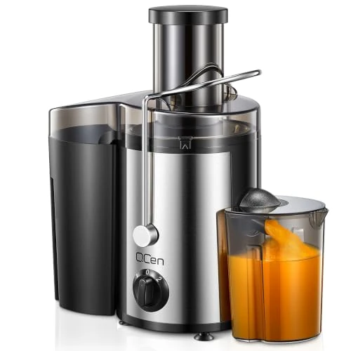 Offerta a tempo: QCen Spremiagrumi, centrifuga con vano di riempimento da 3 pollici, facile da pulire, in acciaio inox, senza BPA, ideale per frutta e verdura (Argento, 500W) - 5% da 29.99 € a 28.49 €