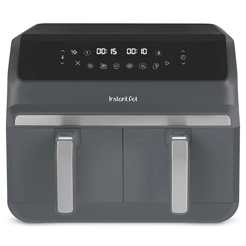 Instant Pot Vortex Dual Truffle Grey Hot Air Fryer - Large, 8L, Family Size, Double, Two 4L Baskets, 8 in 1 Drying, Grill, Cooking, Roasting, Non-Stick Coating