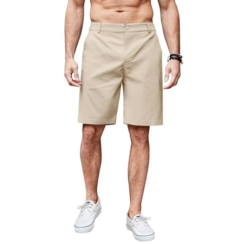 Limited-time offer: COOFANDY Linen Shorts Men Casual Summer Shorts with Waistband Lounge Short Trousers for Men UK Holiday Short Pants Beige XXL from 14.39 £ to 14.39 £ (save 0.00%)