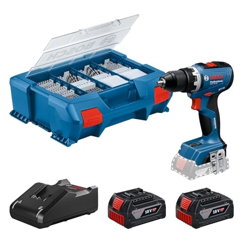 Bosch Professional 18V System Trapano-avvitatore a batteria GSR 18V-65 (motore brushless, lunghezza della testa 166, incl. 2 batterie GBA 4.0Ah, 82AC, L-Case)