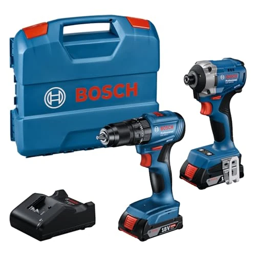 Bosch Professional 18V System Avvitatore con percussione a batteria GDR 18V-215 + Trapano-avvitatore GSB 185-LI (incl. 2 batterie GBA 18V 2.0Ah, caricabatteria GAL 18V-20, valigetta)