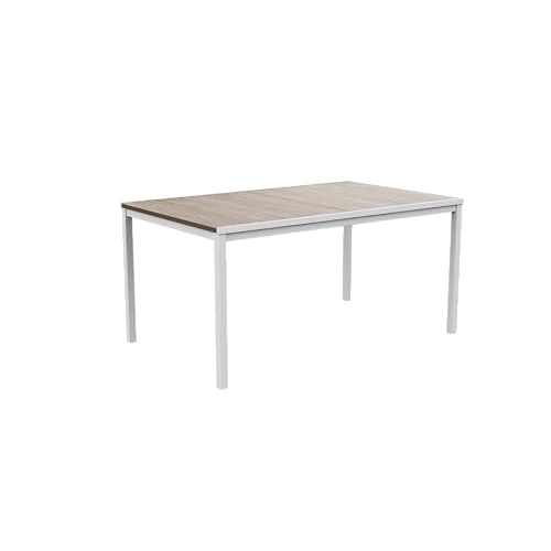 Offerta a tempo: Keter Avon Tavolo da Pranzo Esterno per Giardino e Terrazza, 160x95x75H cm, Adatto per 6 Persone, Piano in Finitura Effetto Legno, Struttura in Metallo Bianca - 79% da 199.90 € a 41.99 €