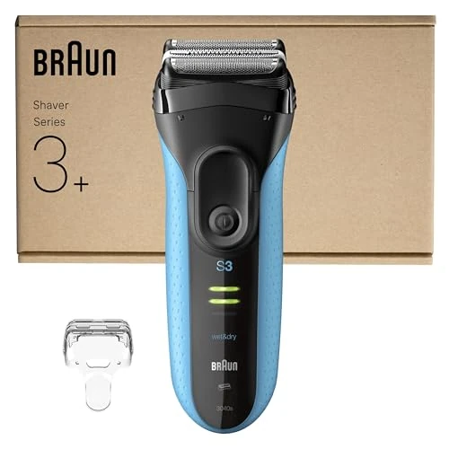 Braun Series 3 ProSkin 3040s Elektrisch scheerapparaat, met Precisietrimmer, Oplaadbaar en Draadloos Wet&Dry Scheerapparaat, Zwart/Blauw