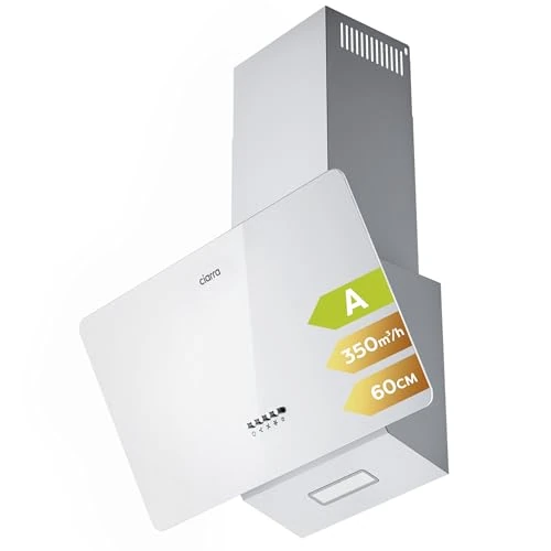 CIARRA Cappa Aspirante Inclinata 60cm 3 livelli 350m³/h Evacuazione Esterna/Ricircolo Interno Illuminazione LED Filtro per CBCF002X2 -Bianco CAW6750
