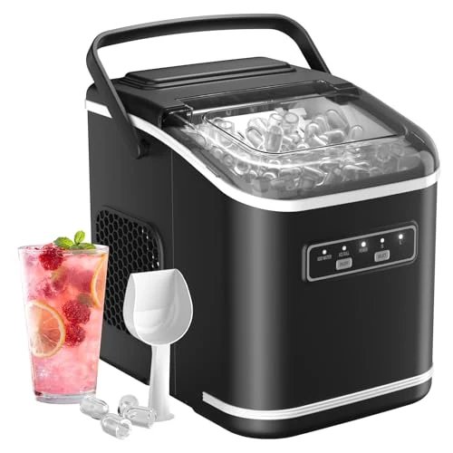 Ice Maker, Acmeenjoy 12 kg/24h Ice Machine for Countertop, Ice in 6-8 Minutes, Portable and Self-Cleaning Ice Machine with Handle for Home/Party/Kitchen/Bar
