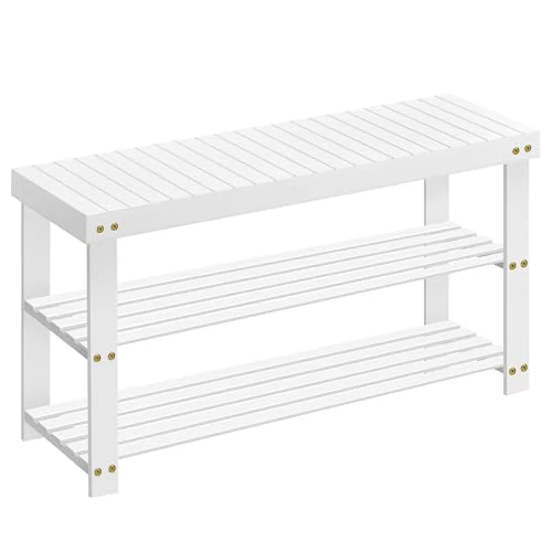 Limited-time offer: SONGMICS Shoe Rack Bench, 3-Tier Bamboo Shoe Storage Organiser, Hallway Bench, Holds Up to 130 kg, 28.7 x 90 x 45.3 cm, for Entryway, Bathroom, Bedroom, Cloud White LBS090W01 from 19.99 £ to 18.05 £ (save 9.7%)