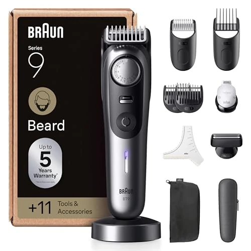 Braun BT9545 trymer do brody z 11 narzędziami do strzyżenia brody, 52 długości, ostrze ProBlade, chrom BT9545