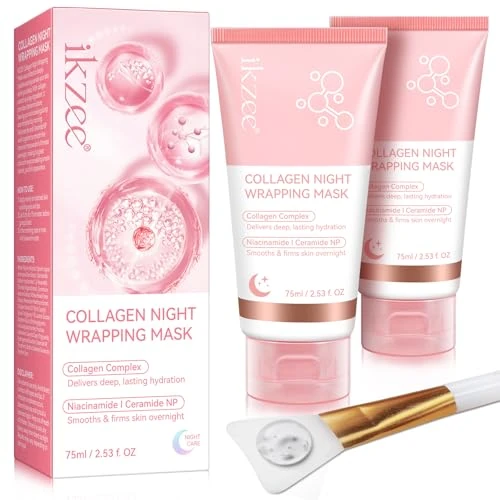Masque Collagene Visage, Collagen Face Mask (2 Pièces) - Hydratation Intense, Réduit les Rides et Améliore l'Élasticité de la Peau