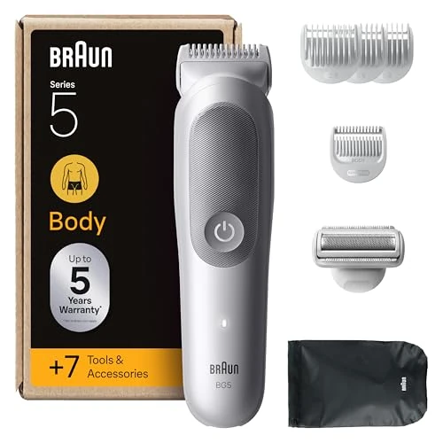 Braun Bodygroomer Series 5 BG5555, +7 accessoires, trimmen & scheren, waterdicht, grijs