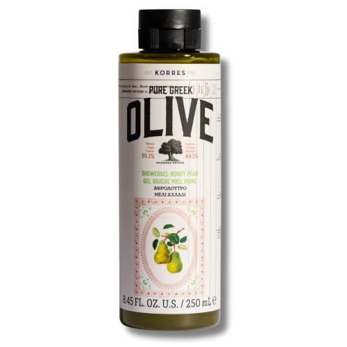 Offerta a tempo: KORRES Olive & Honey Pear Gel doccia, gel doccia nutriente con olio d'oliva ed estratto di pera, idratante e dermatologicamente testato, detergente delicato per tutti i tipi di pelle, vegano 250 ml - 47% da 12.90 € a 6.90 €