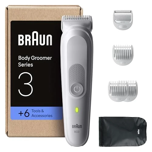 Oferta limitada: Braun Recortadora Corporal Series 3 BG3575, Afeitadora Corporal Para Pieles Sensibles, +6 Accesorios De Rasurado, 80 Min De Autonomía, Afeita Y Recorta, Resistente Al Agua, Gris de 54.99 EUR a 54.99 EUR (ahorro 0%)