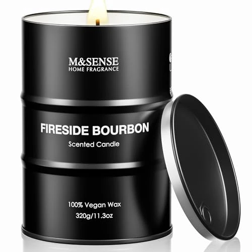 Limited-time offer: M&SENSE Fireside Bourbon Non Toxic Soy Wax Scented Candles Gifts for Men 320g 60H Luxury Men's Candle for Home Decor Valentines Day Gifts for Him Slow Burning Organic Aromatherapy Candles for Relaxing from 18.59 GBP to 18.59 GBP (save 0%)