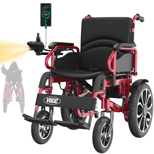 Tijdelijke aanbieding: VOCIC V56 Rolstoel, elektrisch, opvouwbaar, licht, 30 km, 500 W, stabiele elektrische rolstoel tot 150 kg, outdoor elektrische rolstoel met 40 cm rubberen luchtbanden, gemakkelijk mee te nemen, rood van 1199.00 EUR naar 949.99 EUR (korting 21%)