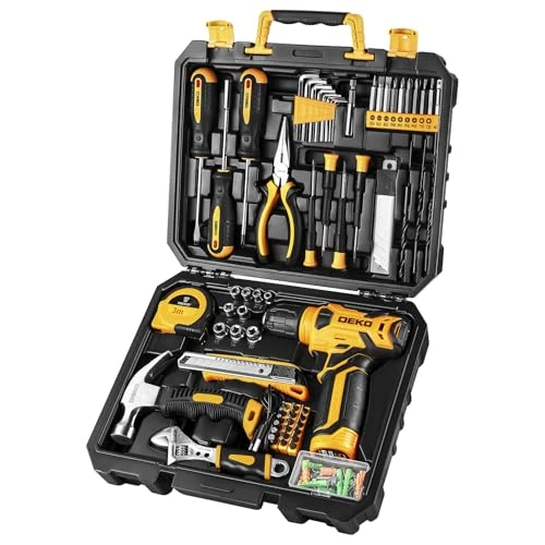 Oferta limitada: DEKO Caja Herramientas Completa con Destornillador Electrico/Taladro con bateria de 8V, Maletin de 126 Piezas, Caja profesional de herramientas Domésticas de Bricolaje para Oficinas y Jardín, Amarillo de 51.99 € a 51.99 € (ahorro 0.00%)