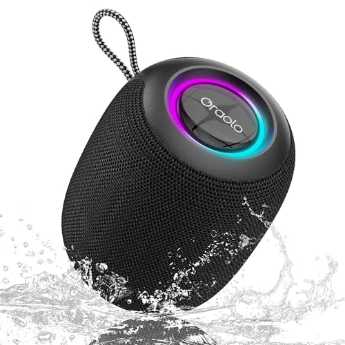 oraolo Przenośny głośnik Bluetooth, głośnik Bluetooth 15 W, wydajny, wodoszczelny IPX7, Bluetooth 5.3, ekstra aktywny bas, zestaw głośnomówiący do domu, na zewnątrz, pod prysznic