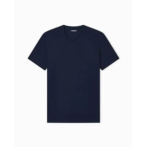Tijdelijke aanbieding: EMPORIO ARMANI Heren zacht modaal V-hals T-shirt blauw M getailleerd FIT, Blauw, M van 48.63 € naar 48.63 € (0.00% korting)