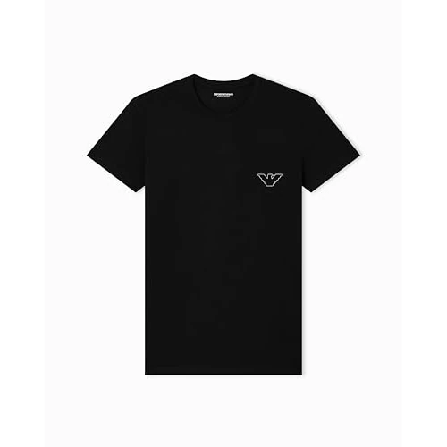 Emporio Armani T-Shirt à col Rond MEGALOGO pour Homme, Noir, Taille L, Coupe ajustée, Noir, L