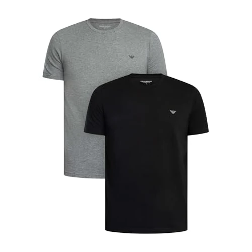 Emporio Armani Man's Endurance Lot de 2 t-Shirts à col Rond Noir Taille XL Coupe régulière, Noir, XL