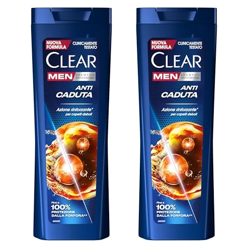 Offerta a tempo: Clear Men Shampoo Antiforfora per capelli fragili Anti Caduta fino al 100% di protezione dalla forfora* 2x 360 ml - 36% da 9.39 € a 6.05 €