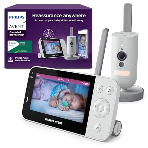 Offerta a tempo: PHILIPS Avent Connected Baby Monitor con Wi-Fi, telecamera HD di alta qualità, visione notturna a infrarossi, rilevamento del pianto, audio bidirezionale, 12 ore di autonomia, modello SCD951/26 - 12% da 249.99 € a 219.99 €