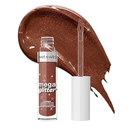 Wet n Wild Mega Glitter Shimmer Liquid Lipstick, Barra de Lábios con Acabado Mate a Brillante, Fórmula Ligera con Vitamina E para unos Labios Nutridos, Fácil y Cómodo de Usar, Hear Me Out