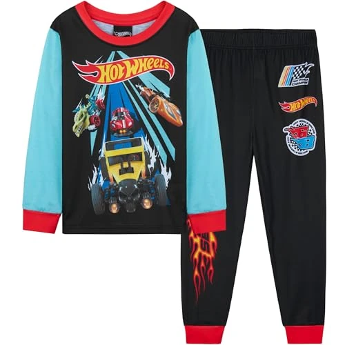Get Trend Hot Wheels Pyjama Garçon à Manches Longues, Ensemble Pyjama 2 Pièces pour Nuit, Détente ou Maison, Idée Cadeau (4-5 Ans, Multi Hot Wheels)