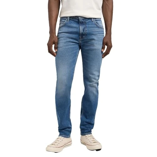 Lee Jeansy męskie Rider, Slim Straight Fit, proste nogawki, Blue Jay, 32W / 34L