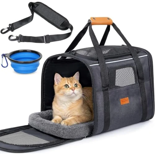 Offerta a tempo: Morpilot Grande trasportatore per gatti con lati morbidi per gatti e cuccioli di grandi dimensioni fino a 9 kg, trasportatore per animali domestici con cerniere di sicurezza - 15% da 39.98 € a 33.98 €