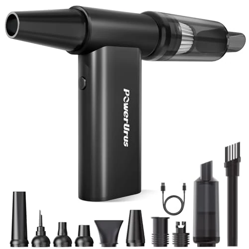 PowerUrus Dmuchawa sprężonego powietrza, 4 prędkości elektryczne sprężone powietrze, 200000 obr./min, akumulator do czyszczenia komputera, klawiatury, samochodu i sofy