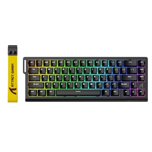 ATTACK SHARK X68 HE Teclado 8000Hz Rapid Trigger, Teclado Gaming RGB con Interruptor Magnético de 60%, Precisión RT de 0,01 mm, Actuación Ajustable, Snap Tap, para PC/Mac, Negroa