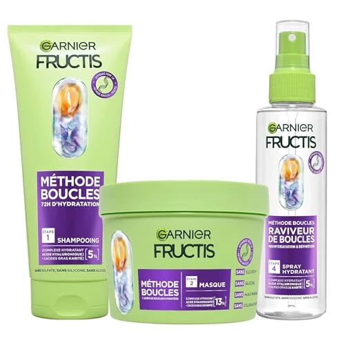 Offerta a tempo: Garnier Fructis Metodo Riccioli Routine Shampoo, Maschera, Spray Idratante con Acido Ialuronico e Burro di Karité - 15% da 23.37 € a 19.92 €
