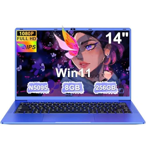 PC portátil 14 pulgadas Win11 Notebook Celeron N5095 Upto 2,9 GHz Notebook 8 GB RAM 256 GB SSD TF 1TB LPDDR4 5G WiFi 1920 x 1080 FHD USB 3.0 Laptop QWERTY teclado italiano – Violeta Cuerpo de metal