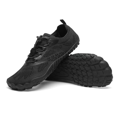 Offerta a tempo: SAGUARO Barefoot Shoes Uomo Donna Scarpe Barefoot Minimaliste Scarpe a Piedi Nudi Traspiranti Scarpette Trail Running Nero Vanta,Gr.46 - 20% da 42.99 € a 34.39 €