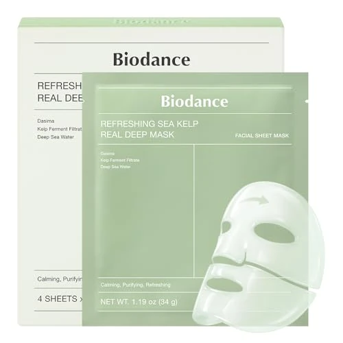 Offerta a tempo: BIODANCE Refreshing Sea kelp Real Deep Mask, Overnight Hydrogel Mask, Calming, Oil & Sebum Control, Blemish Care, Korean Skin Care, Gifts for Women | 1.19oz(34g) x 4ea - 41% da 26.99 € a 15.99 €