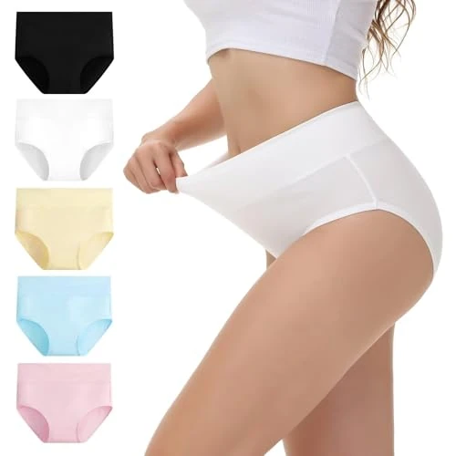 NUOZA Mutande Donna Cotone Vita Alta Intimo Culotte Donna Underwear Morbido Confortevole Underwear Post Parto Pancia Piatta Briefs Nero Bianco Beige Blu Rosa 2XL