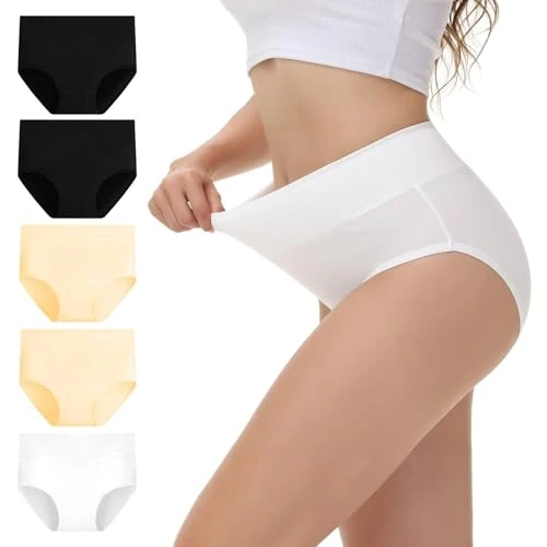 Offerta a tempo: NUOZA Mutande Donna Cotone Vita Alta Intimo Culotte Donna Underwear Post Parto Elastico Traspirante Mutandine Pancia Piatta Briefs Nero Bianco Beige 2XL - 60% da 35.99 € a 14.24 €