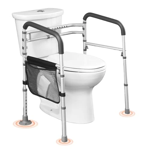 Offerta a tempo: VEVOR Ringhiera di Sicurezza per WC 136,07 kg Sedile WC Pieghevole con Maniglie Antiscivolo, Corrimano per WC Portatili e Versatili con Tubo in Lega di Alluminio Rinforzato da Bagno WC Seduta - 8% da 39.90 € a 36.90 €