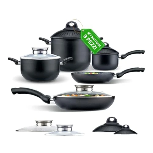 Limited-time offer: Avilia 5 Piece Non-Stick Cookware and Pan Set - Aluminium with Stone Effect Coating for Induction - Scratch and Abrasion Resistant - Ergonomic Handles - Dishwasher Safe from 79.16 GBP to 79.16 GBP (save 0%)