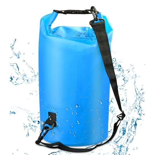 mizikuu Waterdichte tas, 10 l, Dry Bag met verstelbare schouderriem, waterdicht, duurzaam, veelzijdig, organizer voor strand, camping, kajakken, vissen, raften, zwemmen, boottochten, wandelen, blauw