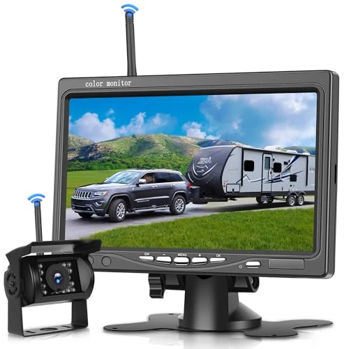 Zeitlich begrenztes Angebot: Rimoody Kabellos Rückfahrkamera Set mit 7 Zoll Monitor, 1080P Funk Rückfahrkamera IP68 Wasserdicht, Nachtsicht, BSD, Image Flip, Rückwärtshilfe für LKW/Bus/Van/Wohnmobile/Anhänger/Landfahrzeug 12V-36V von 79.99 € auf 79.99 € (